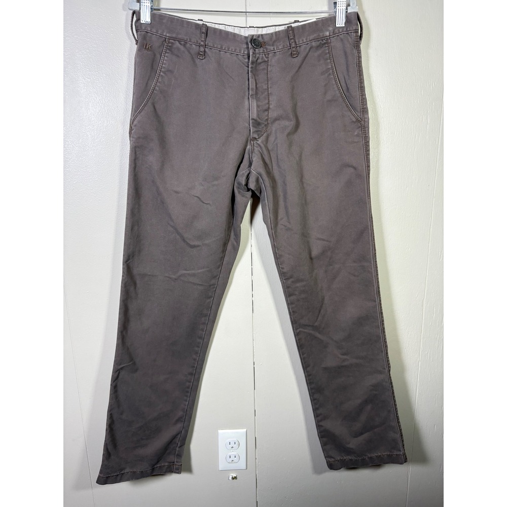 Haggar Life Khaki Mens 32x30 Slim Fit Chino Pants Gray Preppy Casual Old Money